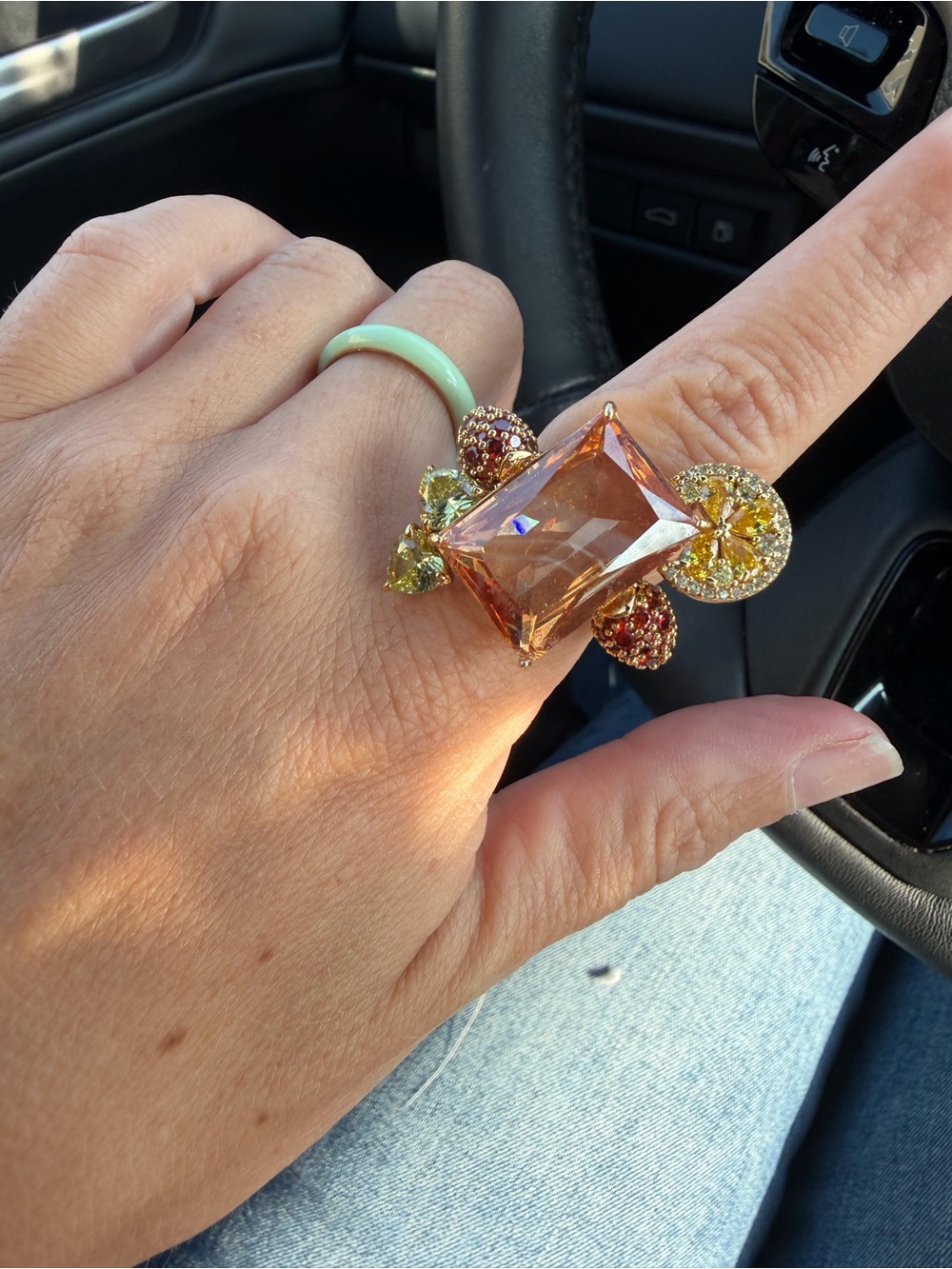kate spade Gold-Tone Amber Crystal Statement Ring - Picture 4 of 5